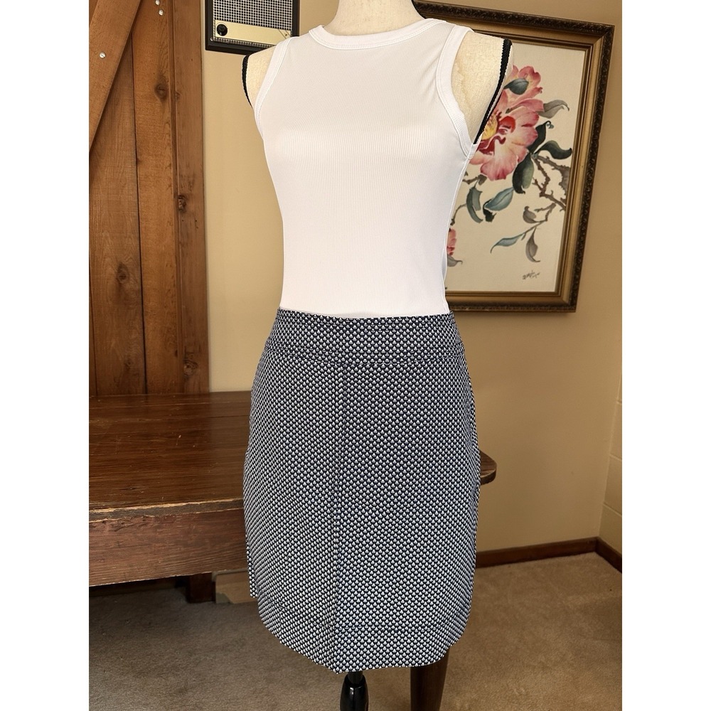 Talbots Petites 4P Navy White Sailboat Print Skirt